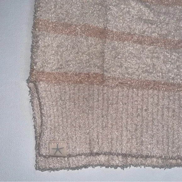 NWT Barefoot Dreams CozyChic Lite Striped Raglan Sweater Pink Cream Size Small - Picture 10 of 10